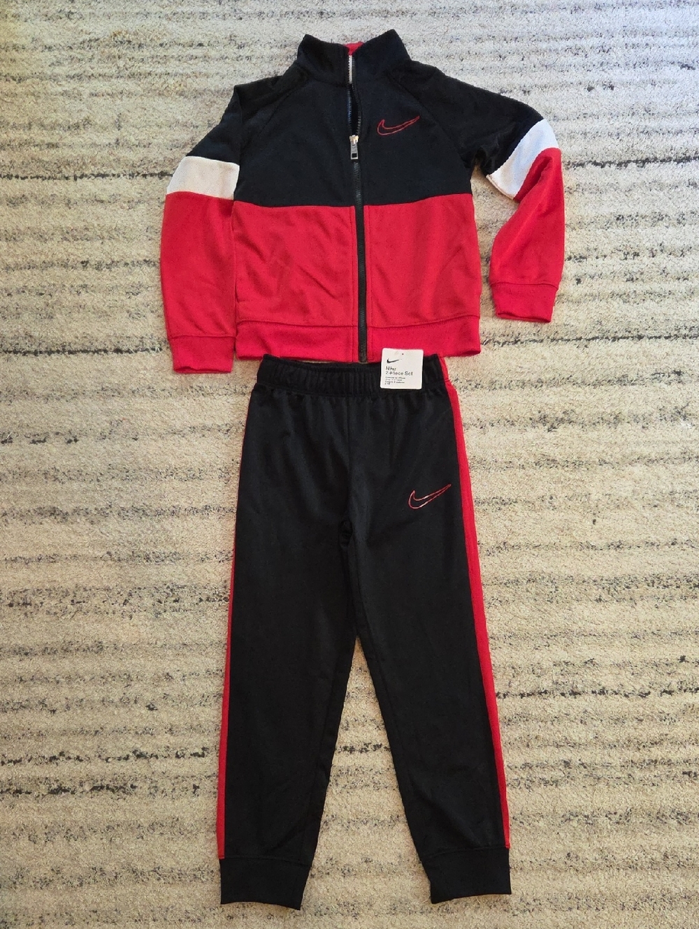 Nike Black, Red & White Kids' Track Jacket and Joggers Set Size 6